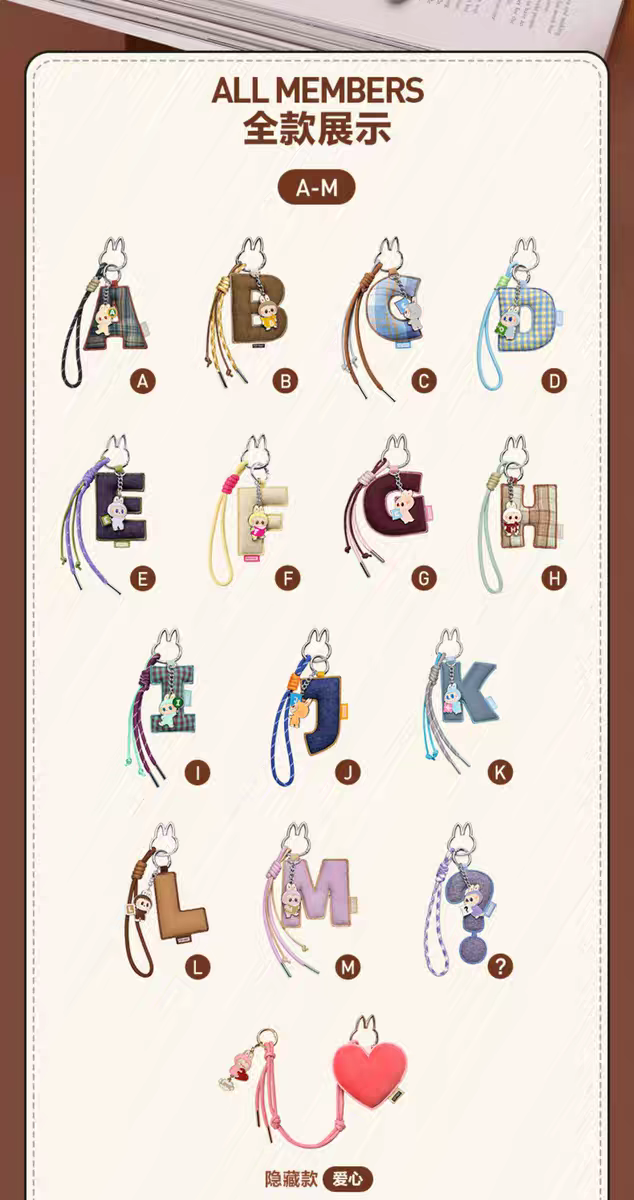 THE MONSTERS Pin for Love Series-Letter Pendant Blind Box (A-M)(ship from USA)